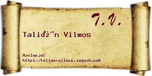 Talián Vilmos névjegykártya